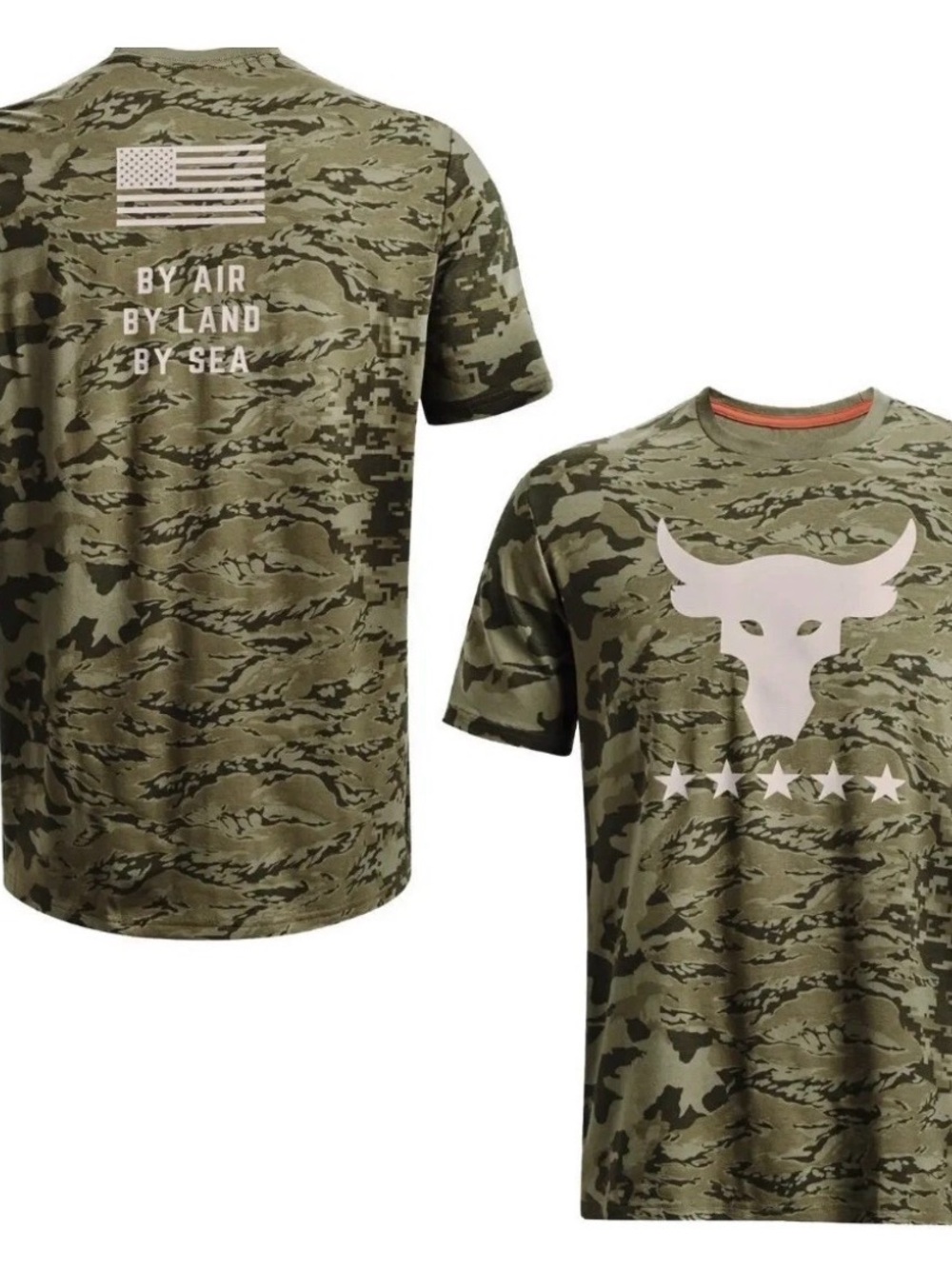 UNDER ARMOUR PROJECT ROCK VETERAN'S DAY CAMO SHIRT 1373584-346 THYME/KHAKI XL - Picture 3 of 4